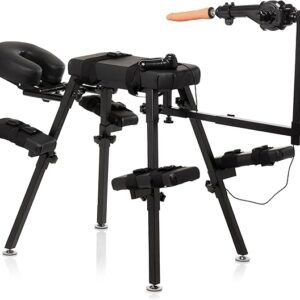 Master Series Obedience Bench with Thrusting Sex Machine: Adjustable BDSM Furniture for Men, Women & Couples. Ergonomic, Heavy-Duty Design with Remote Controlled Multi Speed Thrusting Dildo, Black.